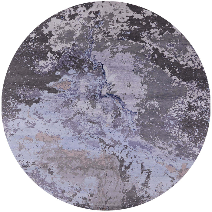 Round Mid-Century Modern Purple Oriental Rug, urb2061