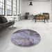 Round Machine Washable Industrial Modern Grape Purple Rug in a Office, wshurb2061