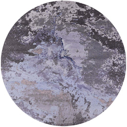 Round Machine Washable Industrial Modern Grape Purple Rug, wshurb2061