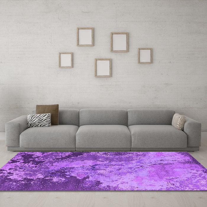 Machine Washable Oriental Purple Industrial Area Rugs in a Living Room, wshurb2061pur