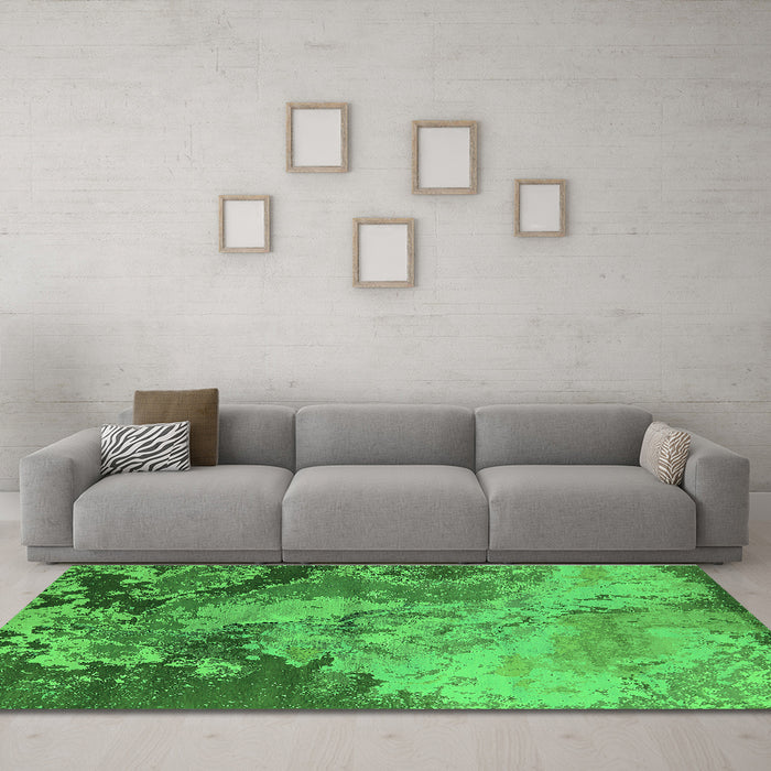 Machine Washable Oriental Green Industrial Area Rugs in a Living Room,, wshurb2061grn