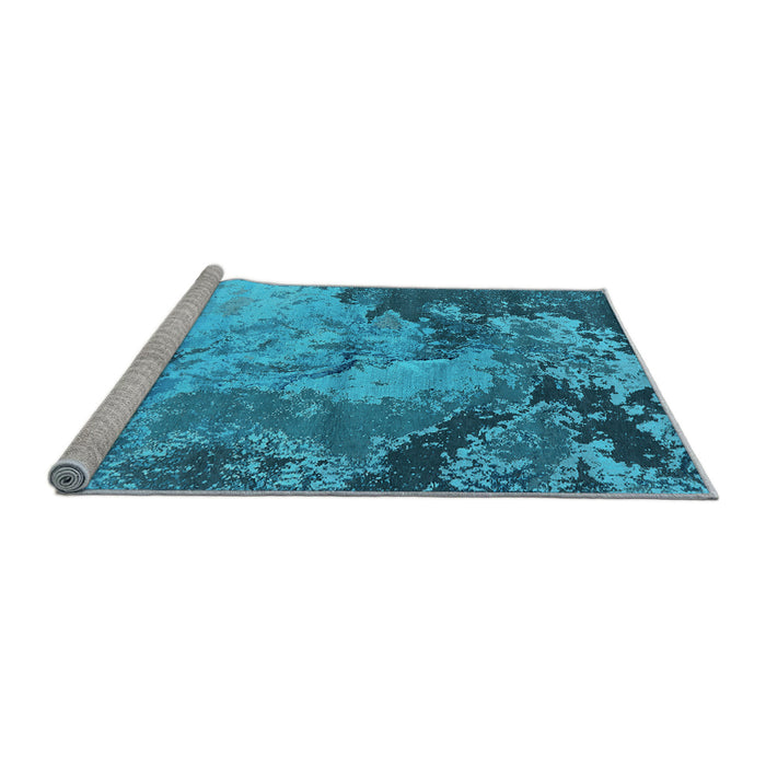 Sideview of Machine Washable Oriental Light Blue Industrial Rug, wshurb2061lblu