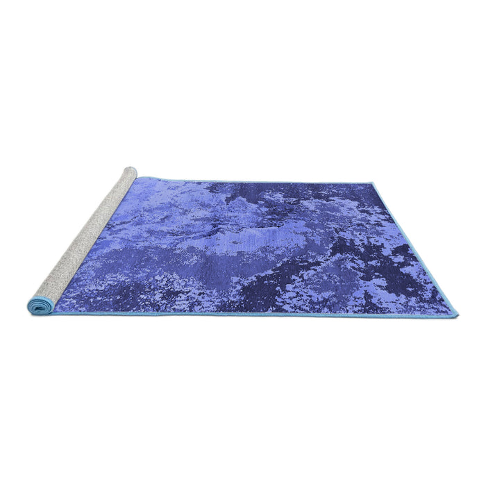 Sideview of Machine Washable Oriental Blue Industrial Rug, wshurb2061blu