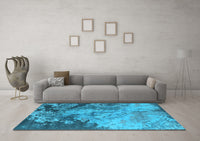 Machine Washable Oriental Light Blue Industrial Rug, wshurb2061lblu