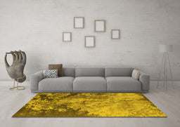Machine Washable Oriental Yellow Industrial Rug in a Living Room, wshurb2061yw