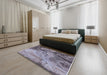 Mid-Century Modern Purple Oriental Rug in a Bedroom, urb2061