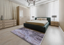 Mid-Century Modern Purple Oriental Rug in a Bedroom, urb2061