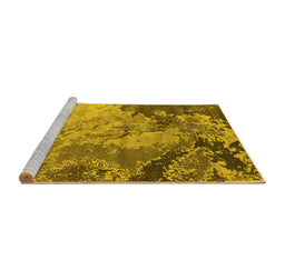 Sideview of Machine Washable Oriental Yellow Industrial Rug, wshurb2061yw