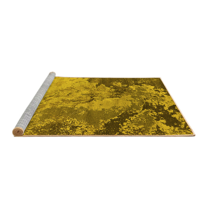 Sideview of Machine Washable Oriental Yellow Industrial Rug, wshurb2061yw