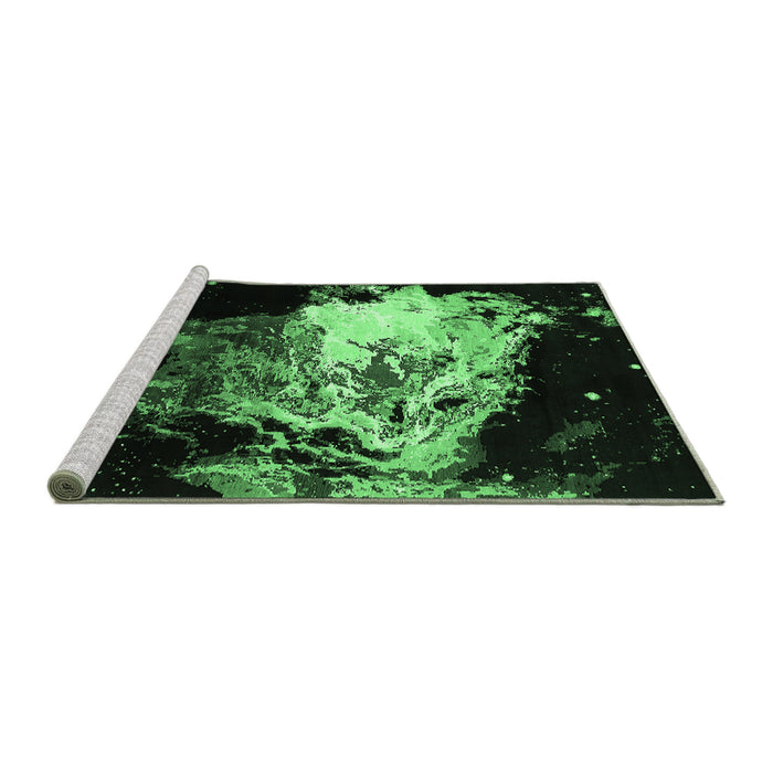 Sideview of Machine Washable Oriental Emerald Green Industrial Area Rugs, wshurb2062emgrn