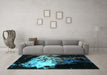 Machine Washable Oriental Turquoise Industrial Area Rugs in a Living Room,, wshurb2062turq