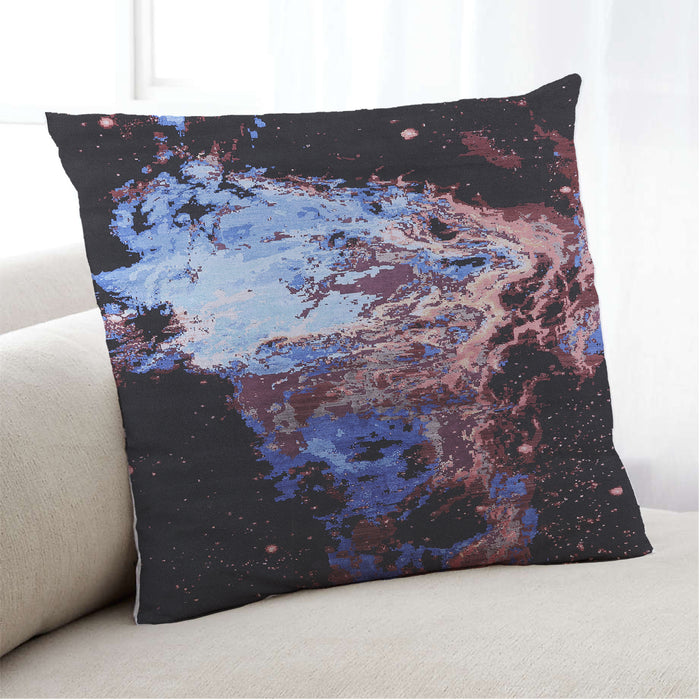 Lifestyle Image of Mid-Century Modern Urban Square Midnight Gary Throw Pillow, 18 inch by 18 inch, pwurb2062