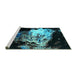 Sideview of Machine Washable Oriental Turquoise Industrial Area Rugs, wshurb2062turq