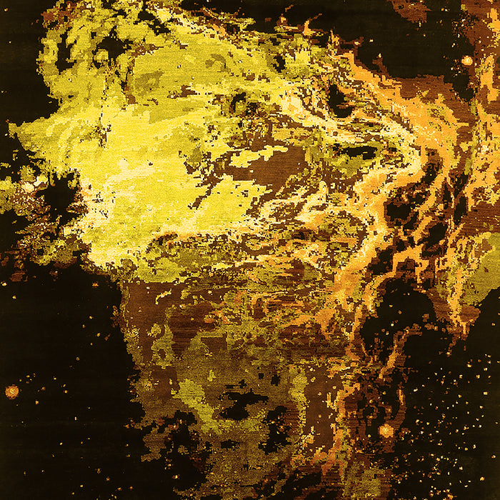 Machine Washable Oriental Yellow Industrial Rug, wshurb2062yw