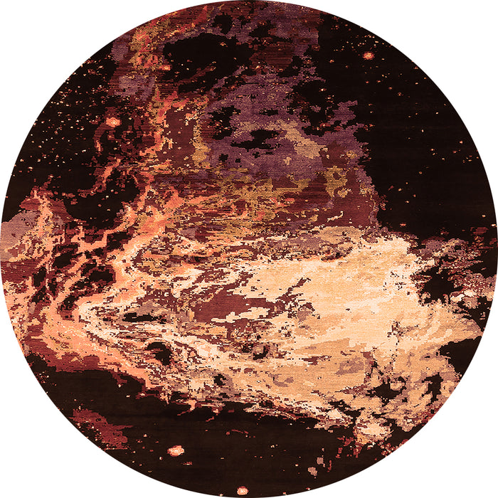 Round Oriental Orange Industrial Rug, urb2062org