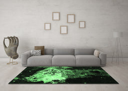 Machine Washable Oriental Emerald Green Industrial Area Rugs in a Living Room,, wshurb2062emgrn