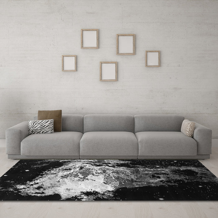 Machine Washable Oriental Gray Industrial Rug in a Living Room,, wshurb2062gry