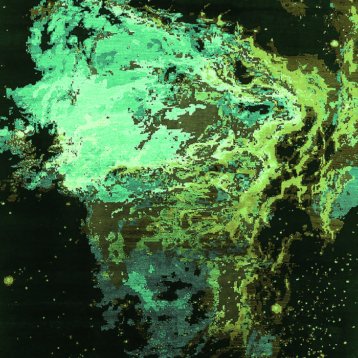 Machine Washable Oriental Green Industrial Area Rugs, wshurb2062grn