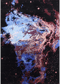 Machine Washable Industrial Modern Midnight Gray Rug, wshurb2062