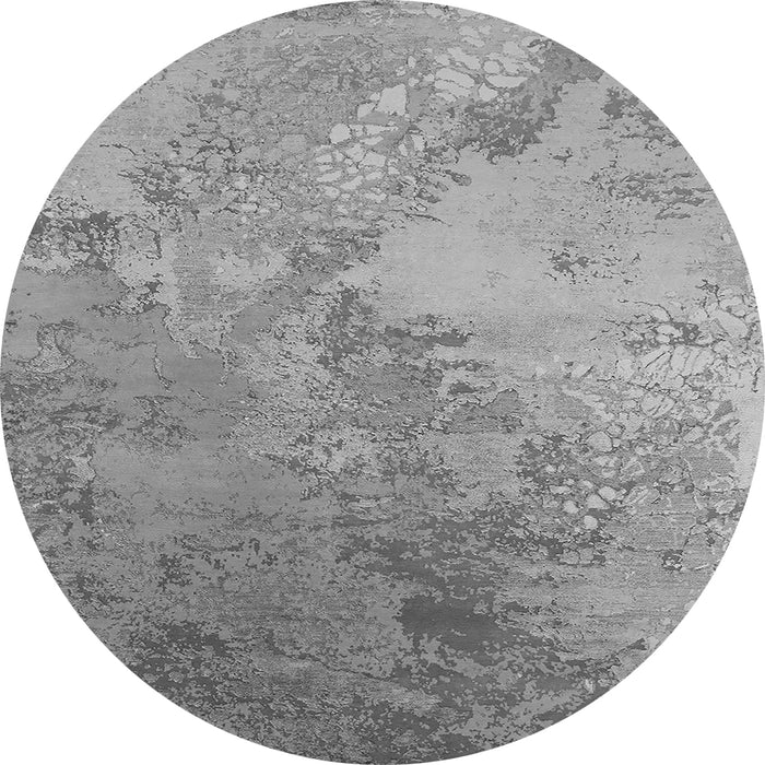 Round Machine Washable Oriental Gray Industrial Rug, wshurb2063gry