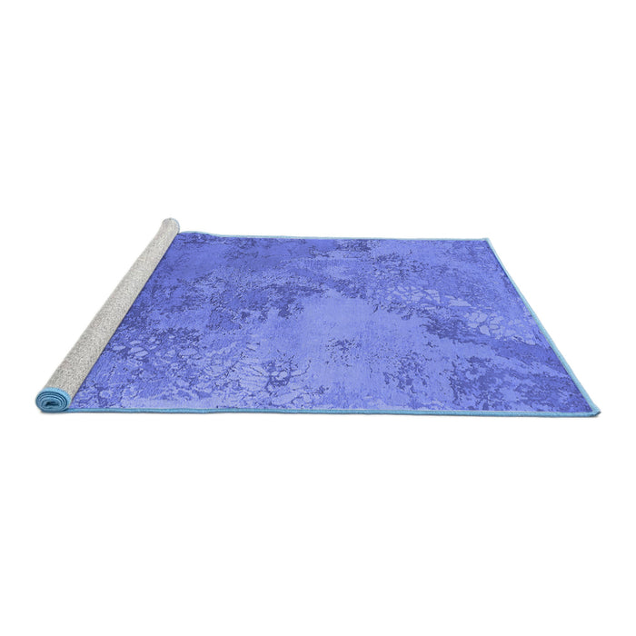 Sideview of Machine Washable Oriental Blue Industrial Rug, wshurb2063blu