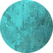 Round Oriental Turquoise Industrial Rug, urb2063turq