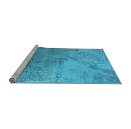Sideview of Machine Washable Oriental Light Blue Industrial Rug, wshurb2063lblu