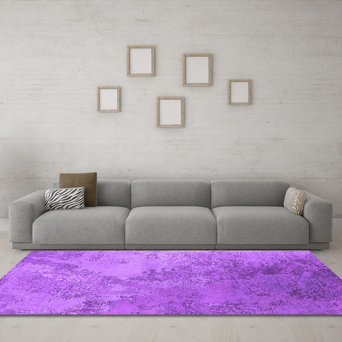 Machine Washable Oriental Purple Industrial Area Rugs in a Living Room, wshurb2063pur