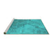 Sideview of Machine Washable Oriental Turquoise Industrial Area Rugs, wshurb2063turq