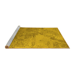 Sideview of Machine Washable Oriental Yellow Industrial Rug, wshurb2063yw