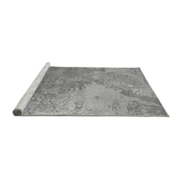 Sideview of Machine Washable Oriental Gray Industrial Rug, wshurb2063gry
