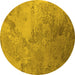 Round Oriental Yellow Industrial Rug, urb2063yw