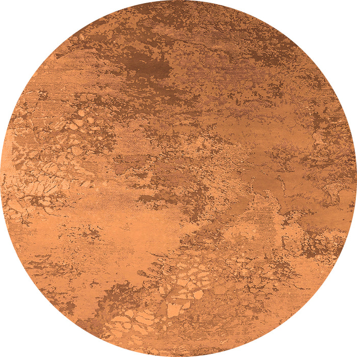 Round Machine Washable Oriental Orange Industrial Area Rugs, wshurb2063org