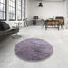 Round Mid-Century Modern Purple Oriental Rug in a Office, urb2063