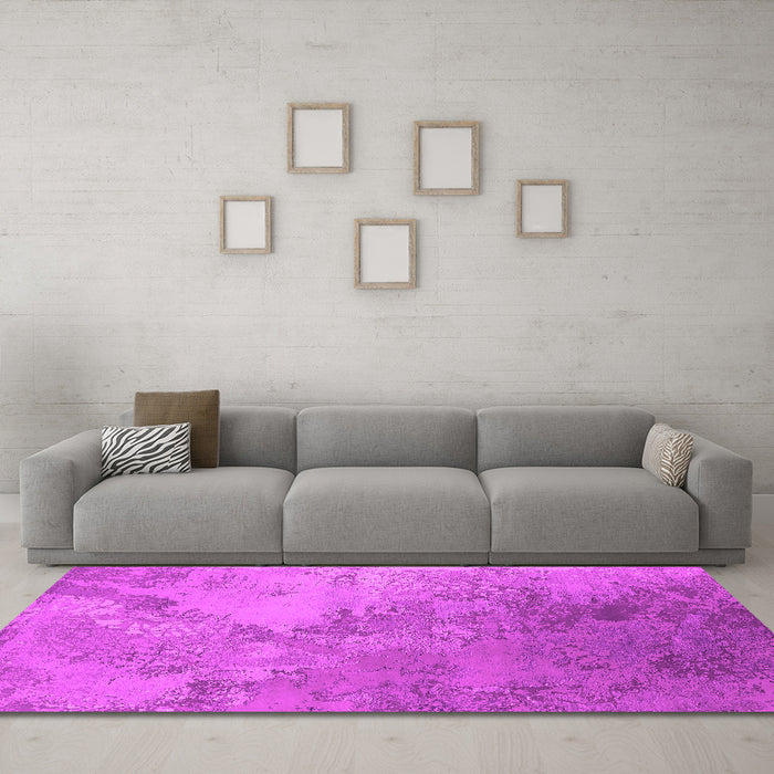 Machine Washable Oriental Pink Industrial Rug in a Living Room, wshurb2063pnk
