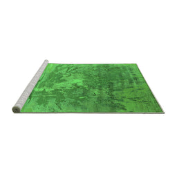 Sideview of Machine Washable Oriental Green Industrial Area Rugs, wshurb2064grn