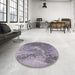 Round Machine Washable Industrial Modern Viola Purple Rug in a Office, wshurb2064