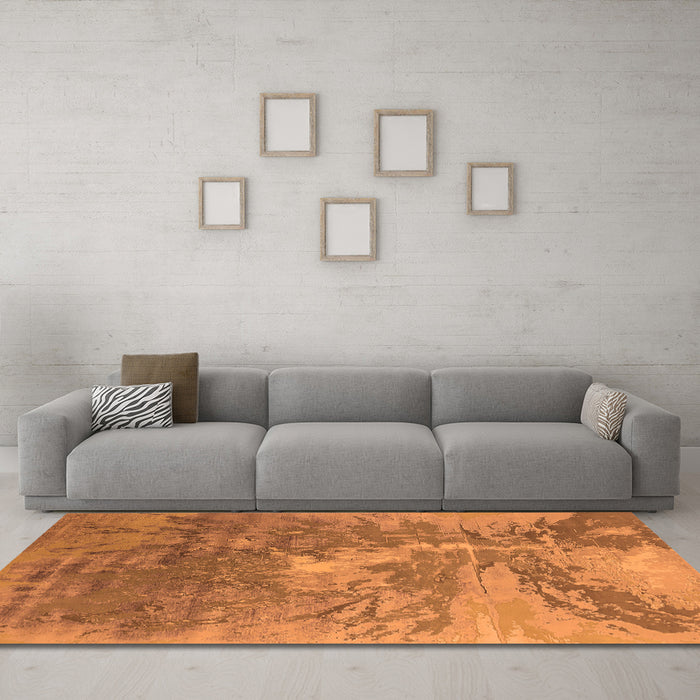 Machine Washable Oriental Orange Industrial Area Rugs in a Living Room, wshurb2064org