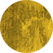 Round Oriental Yellow Industrial Rug, urb2064yw