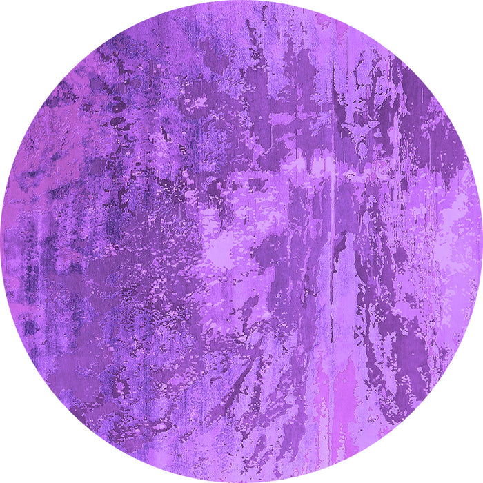 Round Machine Washable Oriental Purple Industrial Area Rugs, wshurb2064pur