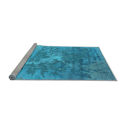 Sideview of Machine Washable Oriental Light Blue Industrial Rug, wshurb2064lblu