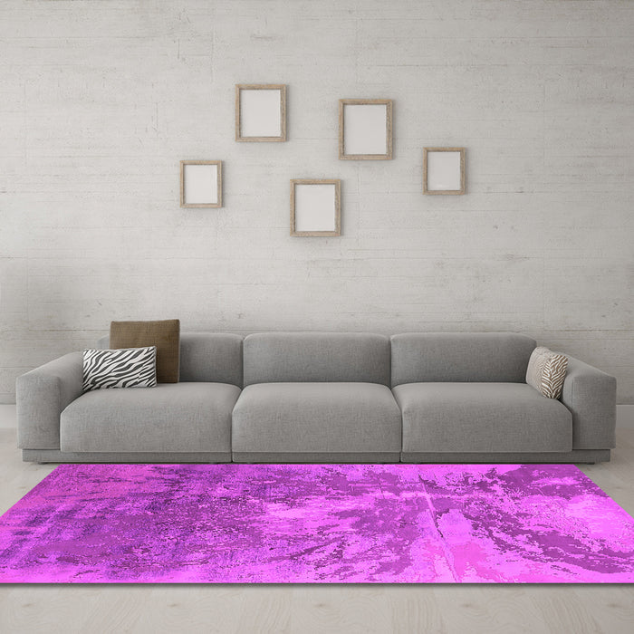 Machine Washable Oriental Pink Industrial Rug in a Living Room, wshurb2064pnk