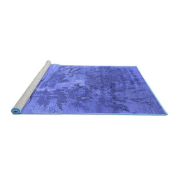 Sideview of Machine Washable Oriental Blue Industrial Rug, wshurb2064blu