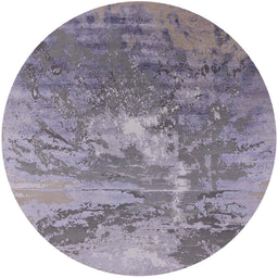 Round Mid-Century Modern Purple Oriental Rug, urb2064