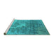 Sideview of Machine Washable Oriental Turquoise Industrial Area Rugs, wshurb2064turq
