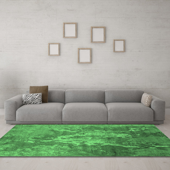 Machine Washable Oriental Emerald Green Industrial Area Rugs in a Living Room,, wshurb2065emgrn
