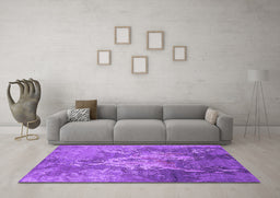 Machine Washable Oriental Purple Industrial Area Rugs in a Living Room, wshurb2065pur