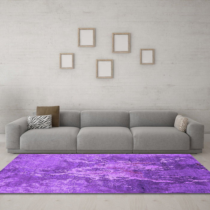 Machine Washable Oriental Purple Industrial Area Rugs in a Living Room, wshurb2065pur