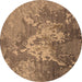 Round Oriental Brown Industrial Rug, urb2065brn