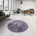 Round Mid-Century Modern Purple Oriental Rug in a Office, urb2065